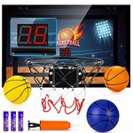 TREYWELL Indoor Basketball Hoop Fan Backboards for Teens and Adults Door Room Basketball Hoop Mini Hoop with Electronic Scoreboard, 3 Balls and Batteries Basketball Toys for 8 9 10 11 12 Color