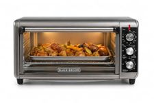 BLACK+DECKER TO3250XSB 8-Slice Extra Wide Convection Countertop Toaster Oven, Includes Bake Pan, Broil Rack & Toasting Rack, Stainless Steel/Black