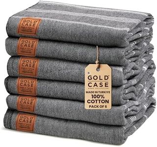 GOLD CASE Turkish Beach Towel Bath Towels LYCIA Series - Set of 6 - XXL Oversized 70x40 inches -100% Cotton - Quick Dry Lightweight Sand Free Turkish Towel (6X-lycia-Black)
