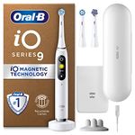 Oral-B iO9 Electric Toothbrushes For Adults, App Connected Handle, 3 Toothbrush Heads, Charging Travel Case & Toothbrush Head Holder, 7 Modes, 2 Pin UK Plug, White