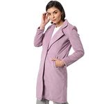 Campus Sutra Women Lavender Regular Fit Long Coat For Winter Wear | Collar Neck | Full Sleeve | Buttoned | Casual Jacket For Woman & Girl | Western Stylish Jacket For Women