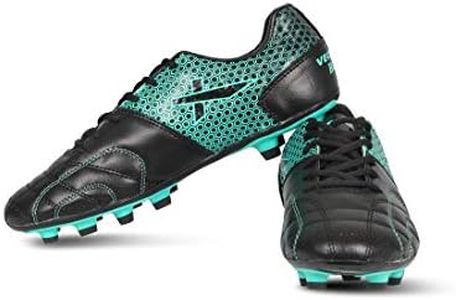 Vector X Breeze Football Shoes (Black/Sea Green, 4 UK/ 5 US / 38 EU) | Synthetic Leather | Moulded Insole | Minimal Water Absorption/Water Proof