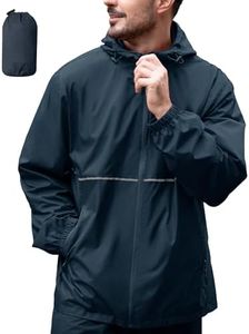 ZITY Men's Rain Jacket Waterproof with Hood Lightweight Raincoat for Golf Hiking Camping Cycling Grey Blue XXL