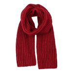 Women Men Winter Knit Scarf Fashion Ladies Scarves Warm Shawl Warps Solid Chunky Cable Knitted Long Scarf for Women Mens (Wine Red)