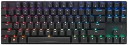 Cherry MX 8.2 TKL Wireless Gaming Keyboard. Compact TenKeyLess. Mechanical 87 Keys RGB Backlit Keys ABS Keycaps. MX Red Switch. Aluminum Carrying Case Included.