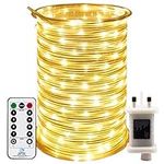 RcStarry 30M 300 LED Rope Lights, 8 Modes, Timer, Remtoe, Plug in Indoor Outdoor String Lights, Warm White, IP67 Waterproof Fairy Lights for Garden, Patio, Deck, Landscape Lighting, Bedroom and More