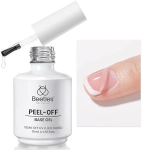 Beetles Peel Off Base Gel, 15ml Peelable Base Coat for Gel Nail Polish, Soak Off UV LED Nail Lamp, No Filing or Soaking-off Needed, DIY Home and Salon Gifts for Mom