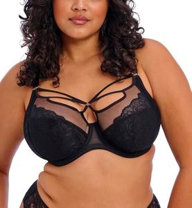 Elomi Women's Brianna Strappy Underwire Plunge Bra, Opaque, Black, 38GG