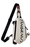 GUSTAVE Crossbody Bag For Unisex With 3Pcs Badges, Waterproof Sling Bag Large Shoulder Bag With Adjustable Strap For Commuting Travel Outdoor Activities Cycling, White