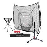 PowerNet DLX Pro Bundle (Baseball Softball Net w/ Strike Zone, 3 Training Balls, Travel Tee, & Ball Caddy) (Black)