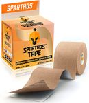 Spartan Tape Kinesiology Tape Perfect Support for Athletic Sports, Recovery and PhysioTherapy * FREE Kinesiology Taping Guide Inside! * Uncut 5cm x 5m KT tape k tape tape Roll (Beige)