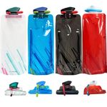 4 Pack Foldable Water Bottles 700ML BPA Free Collapsible Leak Proof Portable Water Bottle with Buckle Soft Flat Reusable Bottles Lightweight for Travel Hiking Sports Adventure Outdoor Camping
