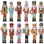 24 Pieces Christmas Wooden Ornament Set - Nutcracker Decor for Hanging on Tree and Holiday Crafts