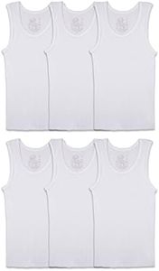 Fruit of the Loom Boys' Cotton White T Shirt, Tank - Toddler - 6 Pack - White, 4-5 Years