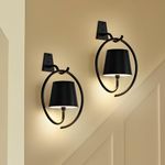 Faithorse Wireless Wall Light, Rechargeable Batttery Operated Wall Sconces Set of 2,3 Color Stepless Dimming Up, Wall Lamp for Battery Operated Lamp for Picture/Bedroom/Living Room/Hallway (Black)