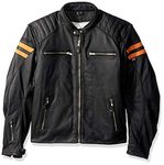 Joe Rocket Classic 92' Men's Leather Jacket (Black/Orange, Large)