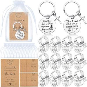 Siifert 50 Set Christian Cross Keychains Bulk Bible Verse Religious Prayer Gifts Keychain for Women Men, Round Style