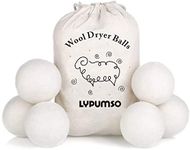 Wool Dryer Balls Organic 6 Pack, Lypumso 100% Handmade Organic New Zealand Wool Reusable Laundry Balls with Pattern, Natural Sheep Fabric Softener Balls, Saves Drying Time, Reduces Wrinkle