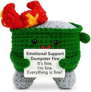 Reluen Emotional Support Dumpster Fire Crochet Doll with Positive Card - Crochet Emotional Support Crochet Dumpster Fire Desk Accessories - Emotional Dumpster Fire Crochet Dumpster Fire