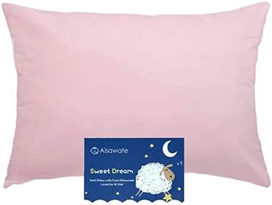 Aisawate Toddler Pillow with Pillowcase - 13X18 Soft Organic Cotton Travel Pillows for Sleeping - Machine Washable - Toddlers, Kids, Child - Perfect for Toddler Cot, Bed Set（Pink）