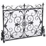 Christopher Knight Home Darcie Black Brushed Silver Finish Wrought Iron Fireplace Screen