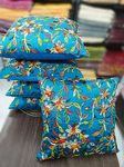 Bosscart Attractive Dupion Silk Kasmiri Embroidered Sofa Cushion Cover Set of 5 16X16inch (Aqua)