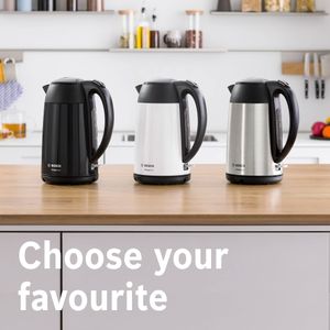 Bosch DesignLine Stainless Steel Cordless Kettle 1.7L – Silver & Black