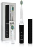 Voom Sonic Pro 3 Rechargeable Electric Toothbrush With Soft Dupont Nylon Bristles Dentist Recommended Portable Oral Care 2-Minute Timer 3 Adjustable Speeds Light Weight Design - Black