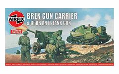 Airfix Vintage Classics Set - A01309V Bren Gun Carrier & 6PDR Anti-Tank Gun - Plastic Model Tank Kits for Adults & Children 8+, Set Includes 45 Pieces, Sprues & Decals - 1:76 Scale Model Tank Set