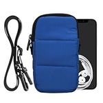 kwmobile Nylon Crossbody Bag XL - 6.7/6.8" - 17.2 x 8.4 cm Pouch with Shoulder Strap and Waist Belt Loops - Blue