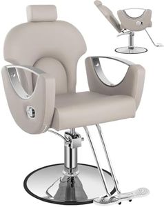 MIMWOW Salon Chair for Hair Stylist, Hair Salon Chair, Stylist Chair with Height Adjustable Heavy Duty Hydraulic Pump, 360 Degrees Swivel, Beauty Salon Equipment for Hair Stylist, Taupe & Silver