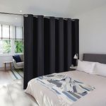 NICETOWN Living Room Divider Curtain - Grommet Top Extra Wide Space Division Privacy Assured Halloween Decoration Curtain Panel (1 Panel, 10ft x 8ft = 120in x 96in, Black)