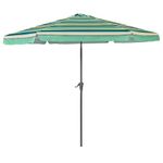 CorLiving 10ft Patio Umbrella, Round Tilting Patio Umbrella, for Outdoor Space, Backyard, Market Umbrella, Green and White