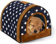 Fluffy's Luxurious 2-in-1 Foldable Pet House Ultra Soft Bed for Cat Dogs, Warm Portable Washable Indoor Puppy Kitten Beds Cave Tent Nest (S, Blue)