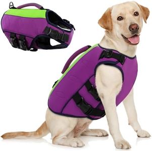 AOFITEE Dog Life Vest for Swimming, Ripstop Small Dog Life Jacket, Reflective Dog Swimming Vest with Rescue Handle and Superior Buoyancy, Adjustable Dog Floating Vests for Small Medium Large Dogs, S