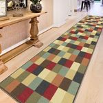 Ottomanson Ottohome Multi-Color Contemporary Checkered Design Modern Area Rug with Non-SkidRubber Backing, 31" L x 118" W