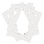 Almost Frameless - Pack of 4 - A2 Mount for A3 Print. Bright White Acid-Free Picture Frame Mat, Machine Cut Bevel, White Core Museum Quality.