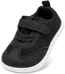 STQ Toddler Boys Wide Toe Barefoot Walking Shoes Comfort Lightweight Breathable Tennis Gym Preschool Sneakers Black Size 4
