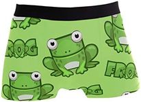 Funny Moose Dog Cat Leopard Men's Underwear Boxer Briefs Breathable, Multi, Multicolour-frog Cartoon, Medium