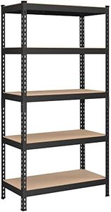 SONGMICS 5-Tier Storage Shelves, Garage Storage, Boltless Assembly, Adjustable Shelving Unit, 17.7 x 35.4 x 70.9 Inches, Load 1929 lb, for Shed Warehouse Basement Kitchen, Black UGLR450B01