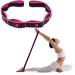 SULIVES Yoga Straps for Stretching, Back Pain & Gymnastics Equipment, Highly Elastic Yoga Stretching Strap with 8 Loops for Stretch Bands, Physical Therapy, Yoga, Dance, Flexibility Training, Rose Red