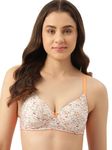 LEADING LADY Women's White & Orange Graphic Print Lightly Padded T-Shirt Bra