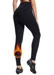 BALEAF Womens Winter Cycling Pants Padded Bike Thermal Tights Fleece Lined Leggings Water Resistant Cold Weather Gel Pockets, Black, Medium