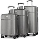 Luggage Sets Suitcase Carry On Hand Cabin ABS Hard Shell 4 Double Spinning Wheels TSA Lock Small/Medium/Large Luggage Suitcase - 3 Piece Set (20"/24"/28") (Classic Grey, 3 Pcs Set ( 20" 24" 28" ))