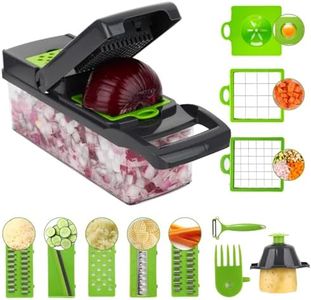 WVacFre Vegetable Chopper, Pro Onion Chopper, Multifunctional 14 in 1 Food Chopper, Kitchen Vegetable Slicer Dicer Cutter,Veggie Chopper with 8 Blades,Carrot and Garlic Chopper with Container