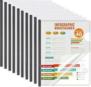 40 Pack Report Covers with Sliding Bar - Clear Plastic Presentation Folders for A4 & Letter Size Paper, 70 Sheet Capacity File Document Binder for School, Office, Resume & Business Use