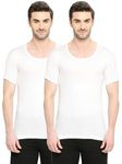 VIP® Bonus Classic Men Round Neck Premium Cotton Vest with Sleeves, 100% Pure Combed Cotton, Antibacterial and Odour Control Vest for Men’s- Pack of 2, L/90 cm (White)