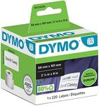 DYMO Authentic LabelWriter Large Shipping Labels/Name Badges | 54 mm x 101 mm | Self-Adhesive | Roll of 220 Easy-Peel Labels | for LabelWriter Label Makers | Made in Europe