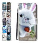 Phone Case for Samsung Galaxy S6 Leather Wallet Flip Cover with Pattern Design Card Holder Slot Silicone Protective for Girls Boys - Rabbit