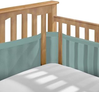 BreathableBaby Breathable Mesh Liner for Full-Size Cribs, Deluxe 4mm Mesh, Green Seaglass (Size 4FS Covers 3 or 4 Sides)